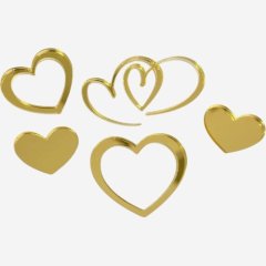 Набор топперов декоративных акриловых "Сердечки" Золото 5 шт 36923