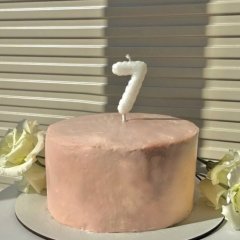 Свеча декоративная Цифра "7" Воздушный шарик Белый с блёстками 