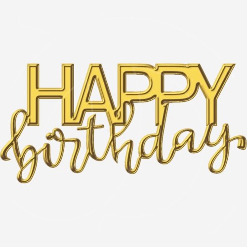 Топпер декоративный акриловый "Happy birthday" Золото 9х5 см ТСК414