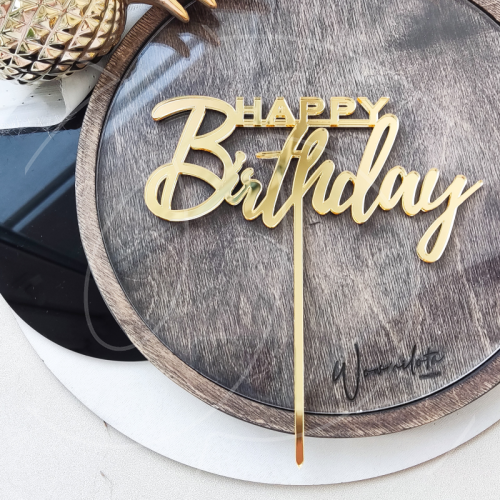Топпер декоративный акриловый "Happy Birthday" Золото 
